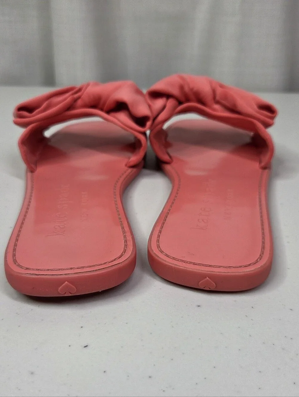 Kate Spade Bikini Bow Slide Sandals Women’s Coral Pink with Knot Bow Shoes